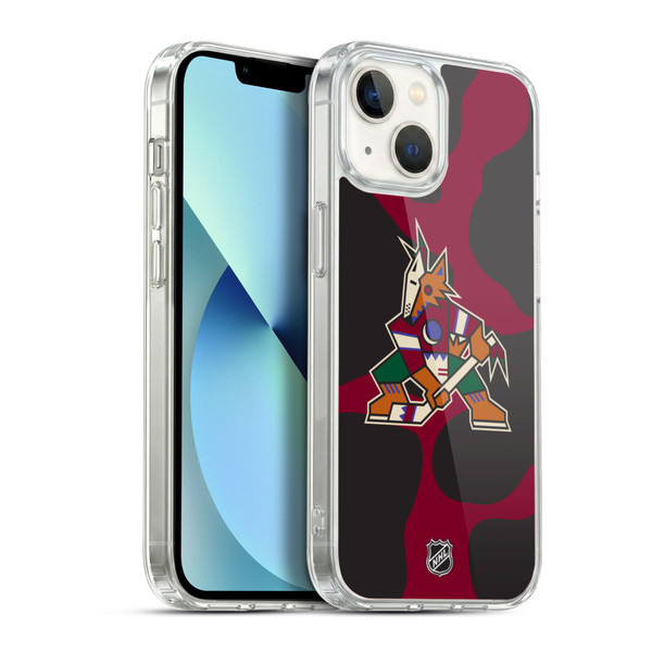 NHL Arizona Coyotes Cow Pattern Soft Gel Case for Apple iPhone 13