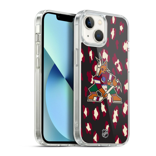 NHL Arizona Coyotes Leopard Pattern Soft Gel Case for Apple iPhone 13