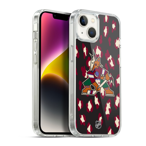NHL Arizona Coyotes Leopard Pattern Soft Gel Case for Apple iPhone 14 Plus & MagSafe