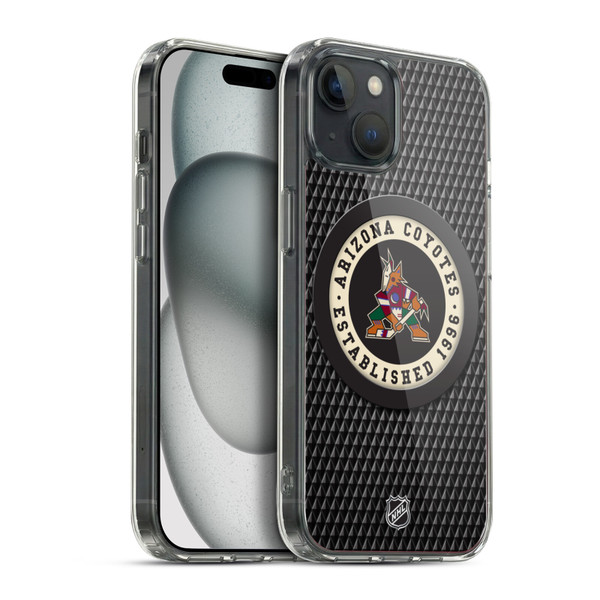 NHL Arizona Coyotes Puck Texture Soft Gel Case for Apple iPhone 15 Plus & MagSafe