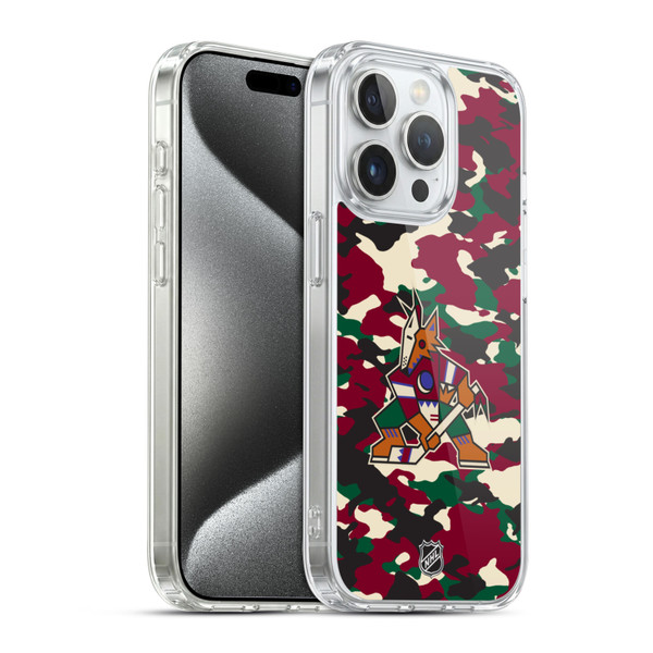 NHL Arizona Coyotes Camouflage Soft Gel Case for Apple iPhone 15 Pro & MagSafe