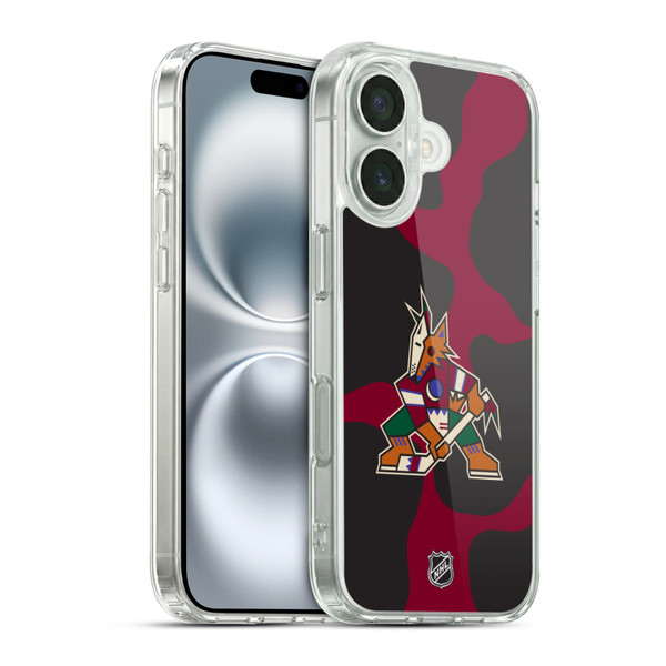 NHL Arizona Coyotes Cow Pattern Soft Gel Case for Apple iPhone 16 & MagSafe