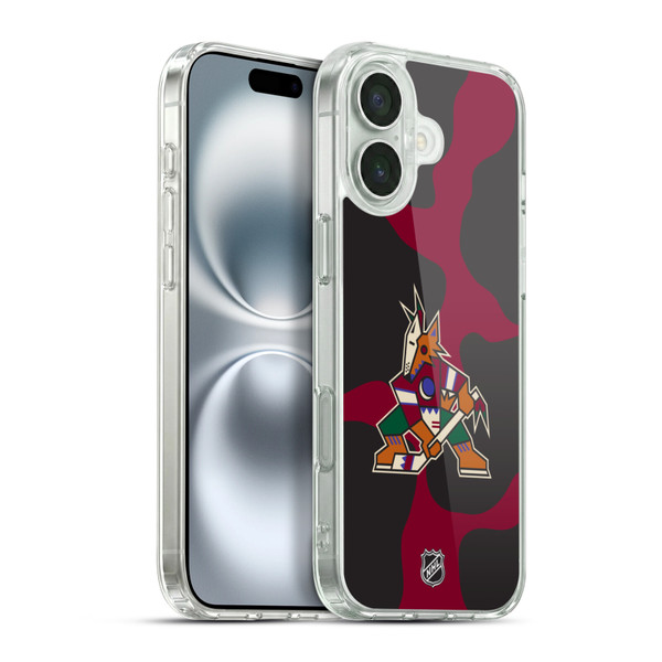NHL Arizona Coyotes Cow Pattern Soft Gel Case for Apple iPhone 16 Plus & MagSafe