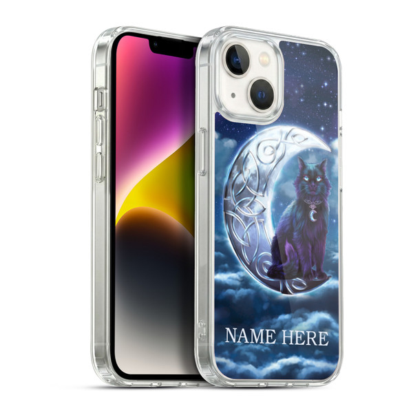 Custom Customised Personalised Brigid Ashwood Name and Initial Black Cat Soft Gel Case for Apple iPhone 14