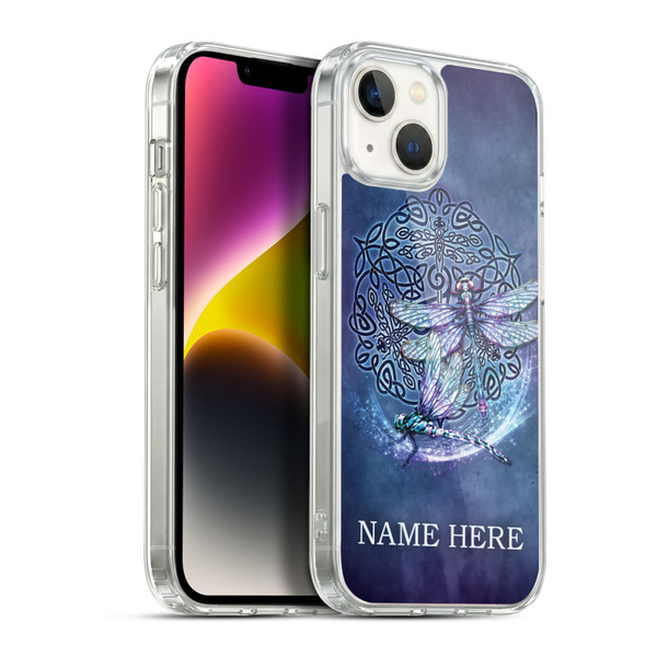 Custom Customised Personalised Brigid Ashwood Name and Initial Dragonfly Soft Gel Case for Apple iPhone 14 Plus & MagSafe