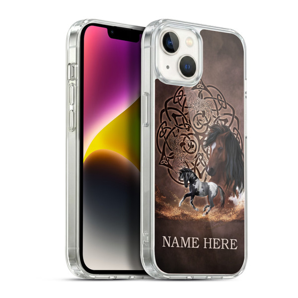 Custom Customised Personalised Brigid Ashwood Name and Initial Horse Soft Gel Case for Apple iPhone 14 Plus & MagSafe