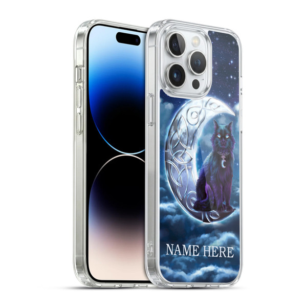 Custom Customised Personalised Brigid Ashwood Name and Initial Black Cat Soft Gel Case for Apple iPhone 14 Pro Max & MagSafe