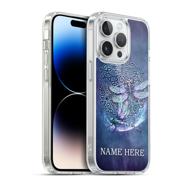 Custom Customised Personalised Brigid Ashwood Name and Initial Dragonfly Soft Gel Case for Apple iPhone 14 Pro & MagSafe