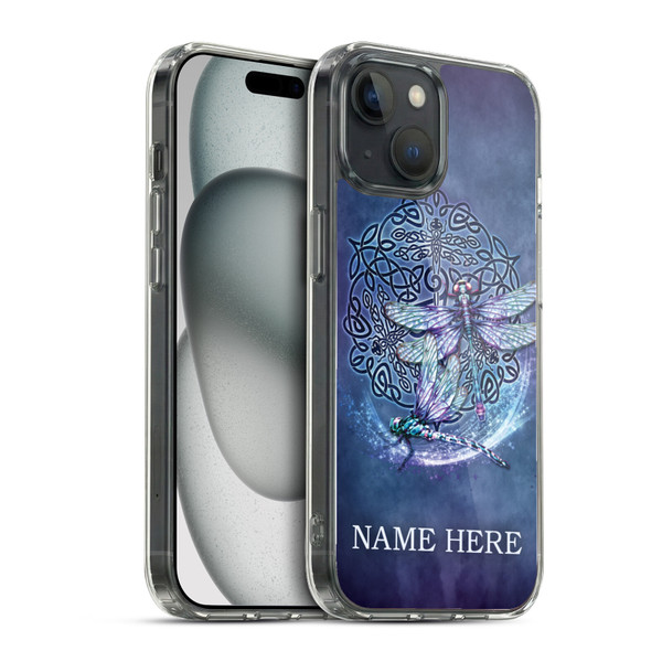 Custom Customised Personalised Brigid Ashwood Name and Initial Dragonfly Soft Gel Case for Apple iPhone 15 & MagSafe