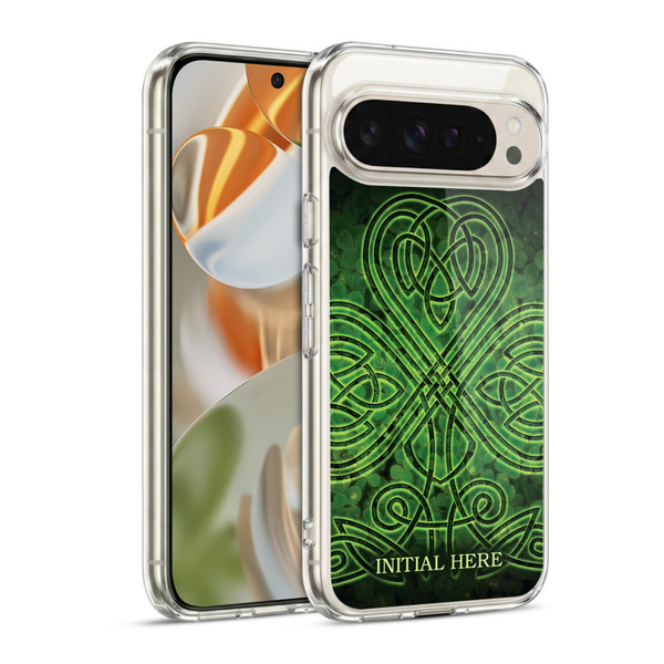 Custom Customised Personalised Brigid Ashwood Name and Initial Irish Shamrock Soft Gel Case for Google Pixel 9 / Pixel 9 Pro