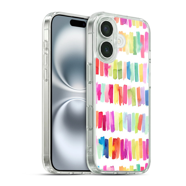 Ninola Colorful Geometric Rainbow Brushstrokes Soft Gel Case for Apple iPhone 16 & MagSafe