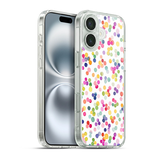 Ninola Colorful Geometric Confetti Dots Soft Gel Case for Apple iPhone 16 Plus & MagSafe