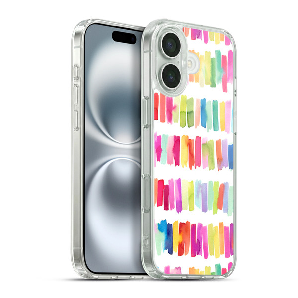 Ninola Colorful Geometric Rainbow Brushstrokes Soft Gel Case for Apple iPhone 16 Plus & MagSafe