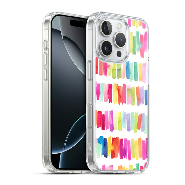 Ninola Colorful Geometric Rainbow Brushstrokes Soft Gel Case for Apple iPhone 16 Pro & MagSafe