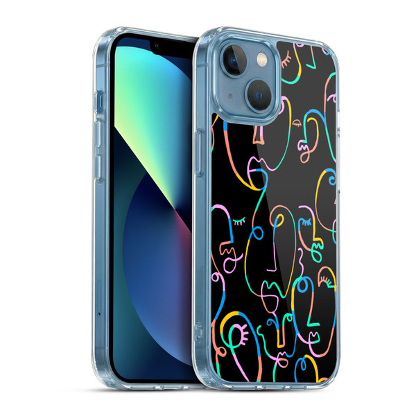 Ninola Colorful Faces Black Soft Gel Case for Apple iPhone 13 Mini & MagSafe