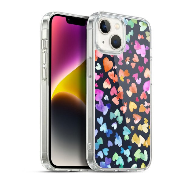 Ninola Colorful Valentines Hearts Black Soft Gel Case for Apple iPhone 14