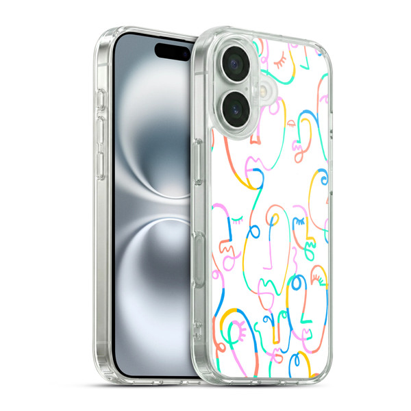 Ninola Colorful Faces White Soft Gel Case for Apple iPhone 16 & MagSafe