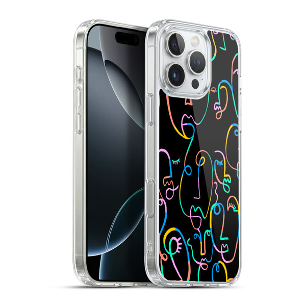 Ninola Colorful Faces Black Soft Gel Case for Apple iPhone 16 Pro Max & MagSafe