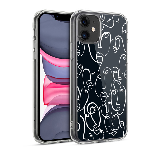 Ninola Freeform Patterns Faces Lineart Soft Gel Case for Apple iPhone 11