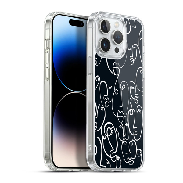 Ninola Freeform Patterns Faces Lineart Soft Gel Case for Apple iPhone 13 Pro Max & MagSafe