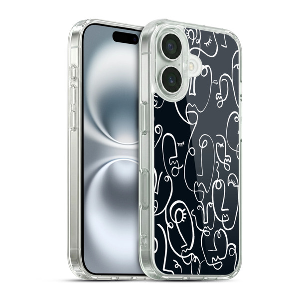 Ninola Freeform Patterns Faces Lineart Soft Gel Case for Apple iPhone 16 & MagSafe