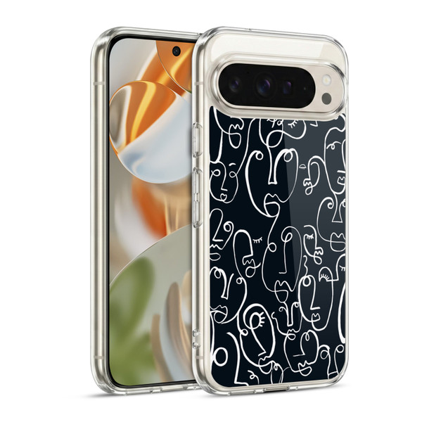 Ninola Freeform Patterns Faces Lineart Soft Gel Case for Google Pixel 9 / Pixel 9 Pro