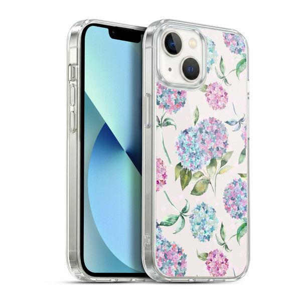 Ninola Pastel Beautiful Floral Magic Hydrangea Soft Gel Case for Apple iPhone 13