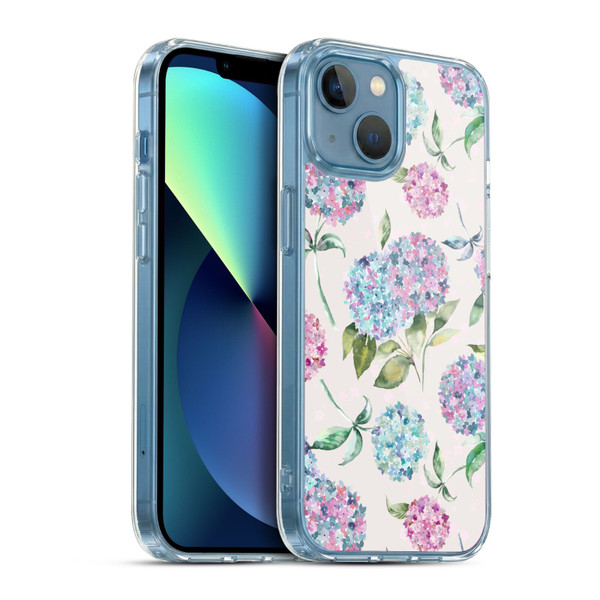 Ninola Pastel Beautiful Floral Magic Hydrangea Soft Gel Case for Apple iPhone 13 Mini & MagSafe