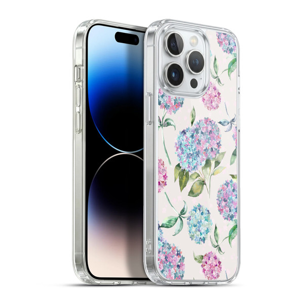 Ninola Pastel Beautiful Floral Magic Hydrangea Soft Gel Case for Apple iPhone 13 Pro Max & MagSafe