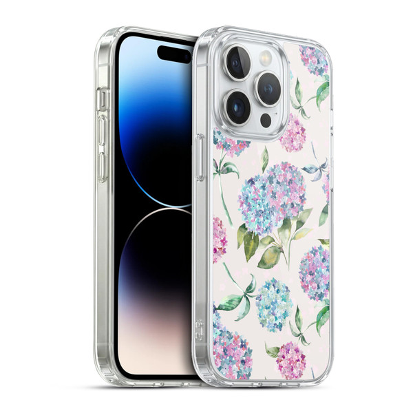 Ninola Pastel Beautiful Floral Magic Hydrangea Soft Gel Case for Apple iPhone 13 Pro & MagSafe