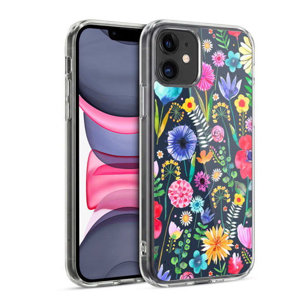 Ninola Spring Floral Flowers Spring Garden Navy Soft Gel Case for Apple iPhone 11