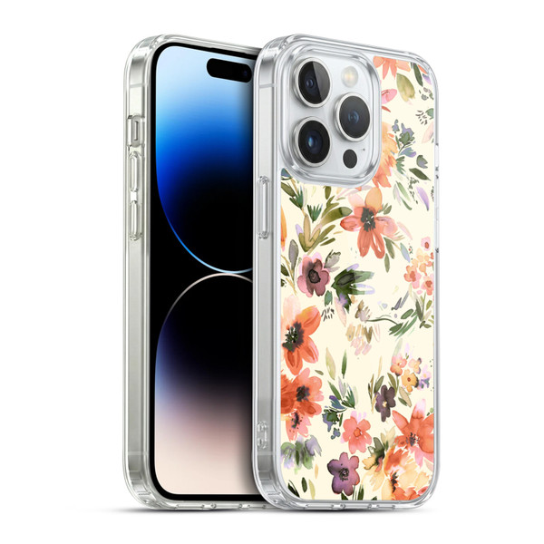 Ninola Spring Floral Painterly Flowers Soft Gel Case for Apple iPhone 14 Pro & MagSafe