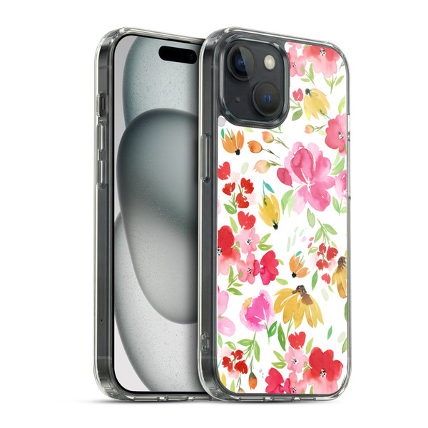 Ninola Spring Floral Flowers Red Soft Gel Case for Apple iPhone 15 & MagSafe