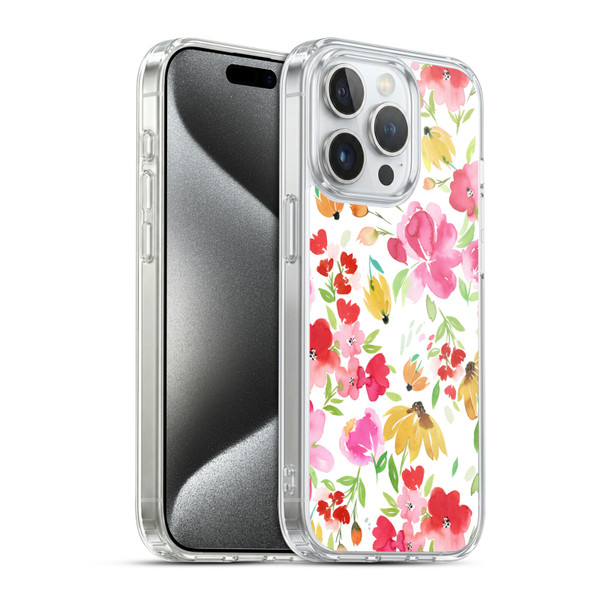 Ninola Spring Floral Flowers Red Soft Gel Case for Apple iPhone 15 Pro & MagSafe