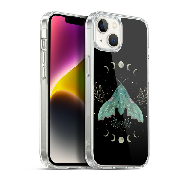 Episodic Drawing Illustration Animals Moon & Moth Soft Gel Case for Apple iPhone 14 Plus & MagSafe