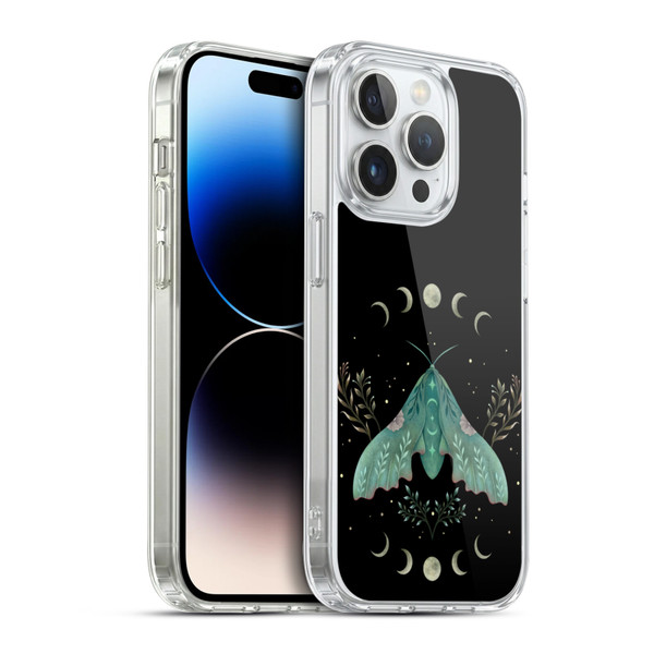 Episodic Drawing Illustration Animals Moon & Moth Soft Gel Case for Apple iPhone 14 Pro & MagSafe