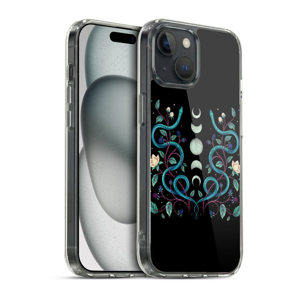Episodic Drawing Illustration Animals Serpent Moon Soft Gel Case for Apple iPhone 15 & MagSafe