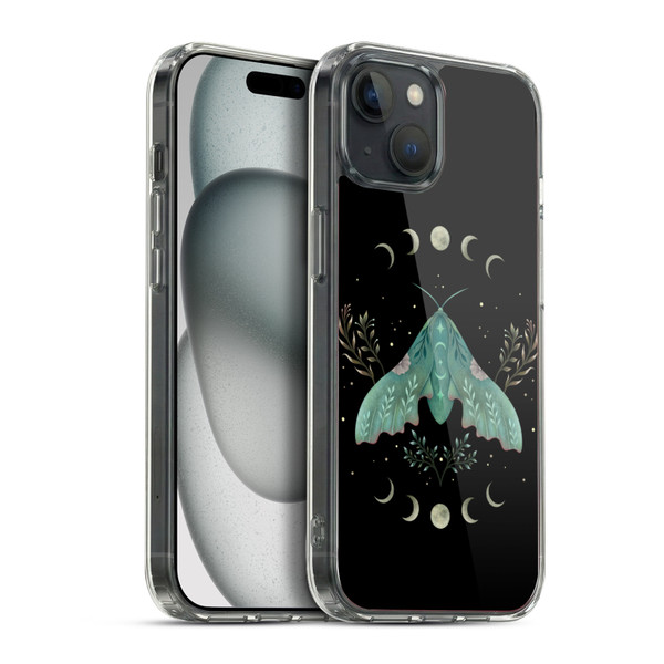 Episodic Drawing Illustration Animals Moon & Moth Soft Gel Case for Apple iPhone 15 Plus & MagSafe