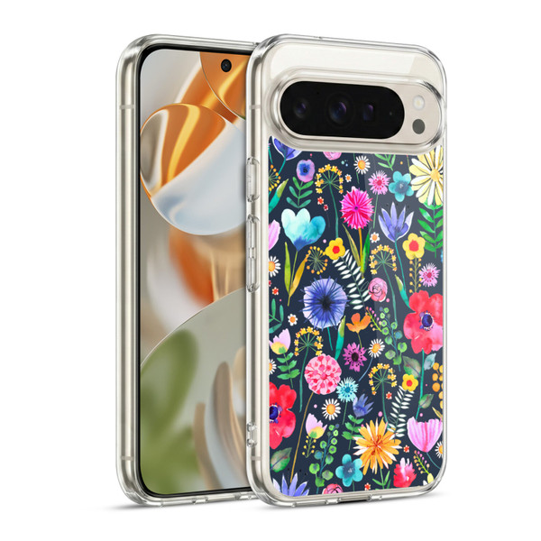 Ninola Spring Floral Flowers Spring Garden Navy Soft Gel Case for Google Pixel 9 / Pixel 9 Pro