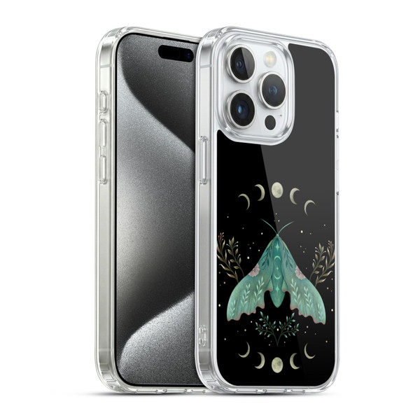 Episodic Drawing Illustration Animals Moon & Moth Soft Gel Case for Apple iPhone 15 Pro & MagSafe