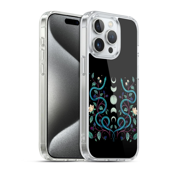 Episodic Drawing Illustration Animals Serpent Moon Soft Gel Case for Apple iPhone 15 Pro & MagSafe