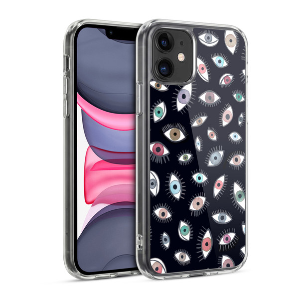 Ninola Watercolor Patterns Eyes Black Soft Gel Case for Apple iPhone 11