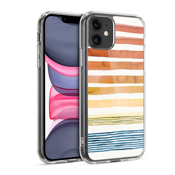 Ninola Watercolor Patterns Stripes Sunset Summer Soft Gel Case for Apple iPhone 11