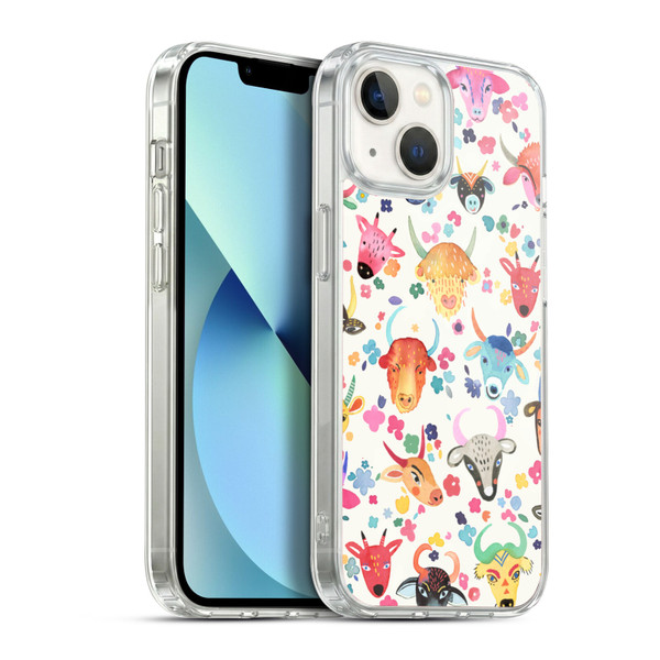 Ninola Watercolor Patterns Cute Ox Farm Soft Gel Case for Apple iPhone 13