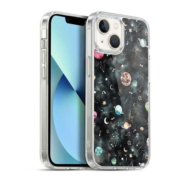 Ninola Watercolor Patterns Space Galaxy Planets Soft Gel Case for Apple iPhone 13