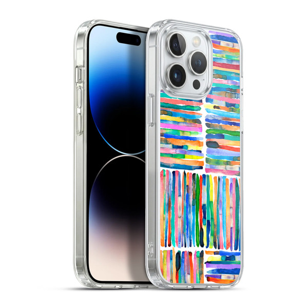 Ninola Watercolor Patterns Handpainted Stripes Soft Gel Case for Apple iPhone 13 Pro Max & MagSafe