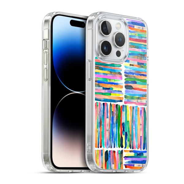 Ninola Watercolor Patterns Handpainted Stripes Soft Gel Case for Apple iPhone 14 Pro & MagSafe