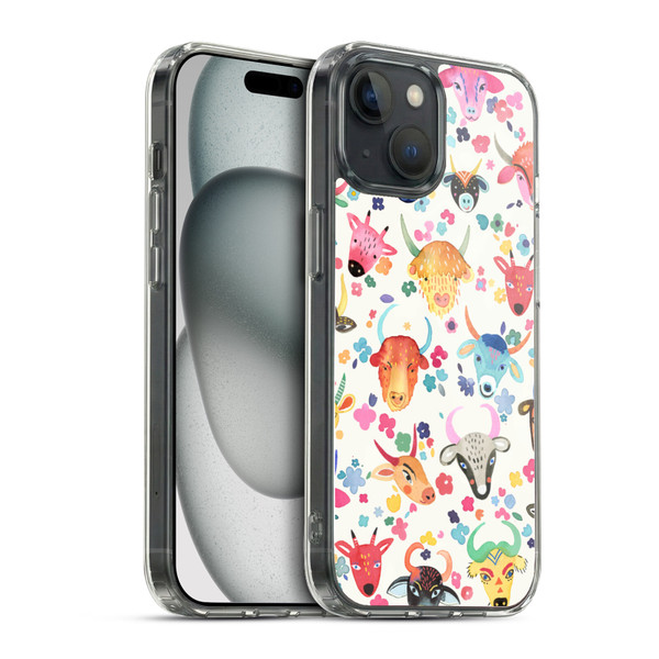 Ninola Watercolor Patterns Cute Ox Farm Soft Gel Case for Apple iPhone 15 & MagSafe