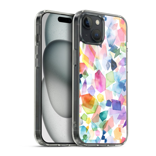 Ninola Watercolor Patterns Colorful Gems Crystals Soft Gel Case for Apple iPhone 15 Plus & MagSafe