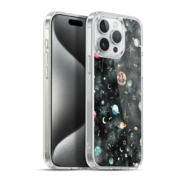 Ninola Watercolor Patterns Space Galaxy Planets Soft Gel Case for Apple iPhone 15 Pro Max & MagSafe